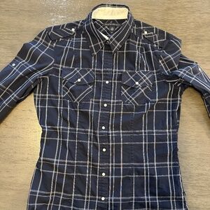 Women's Navy Patterned Western Style Banana Republic Shirt